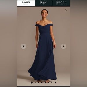 David’s Bridal off the shoulder full skirt bridesmaid dress